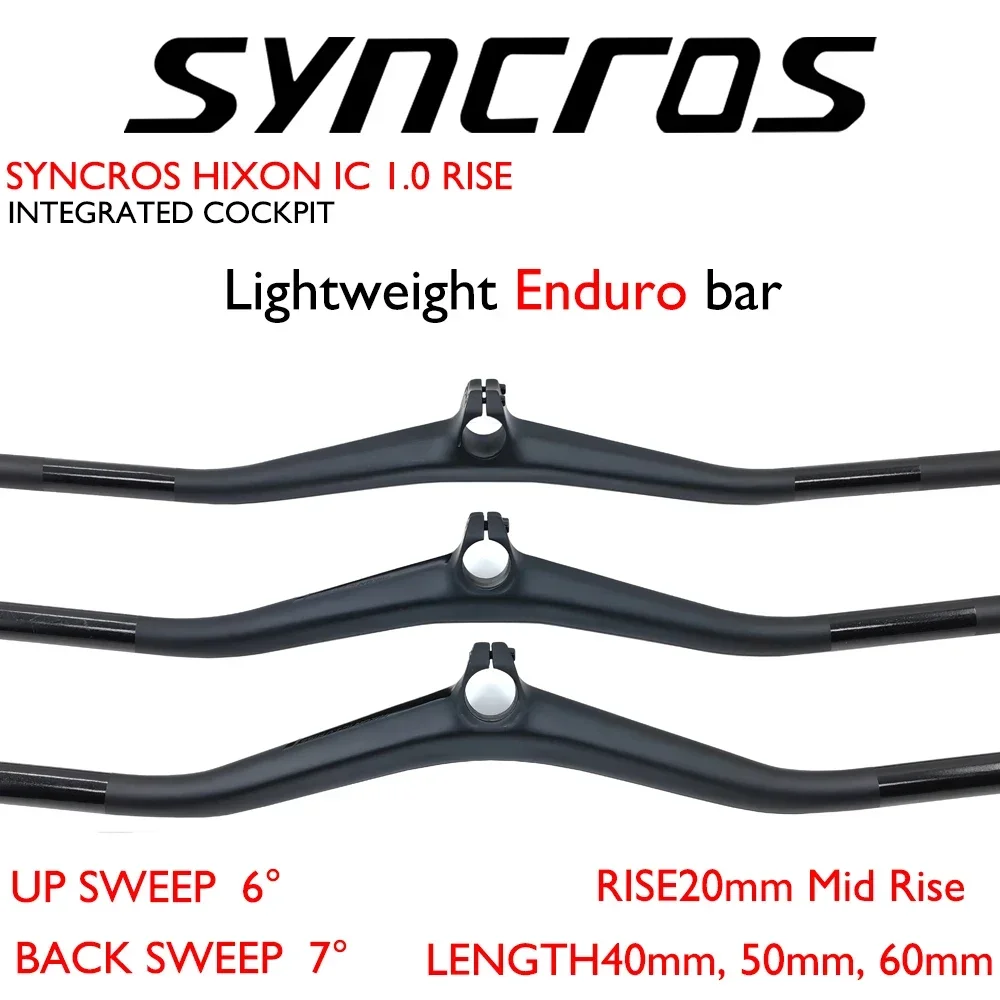 SYNCROS IC 1.0 RISE for carbon fiber one-piece enduro/XC handlebars, length 40/50/60, with high carbon resin computer mount