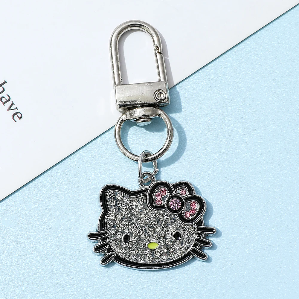 Gantungan Kunci Figur Sanrio Hello Kitty Potret Kepala Kreatif Berlian Kitty Cat untuk Ransel Aksesoris Gantungan Kunci Hadiah