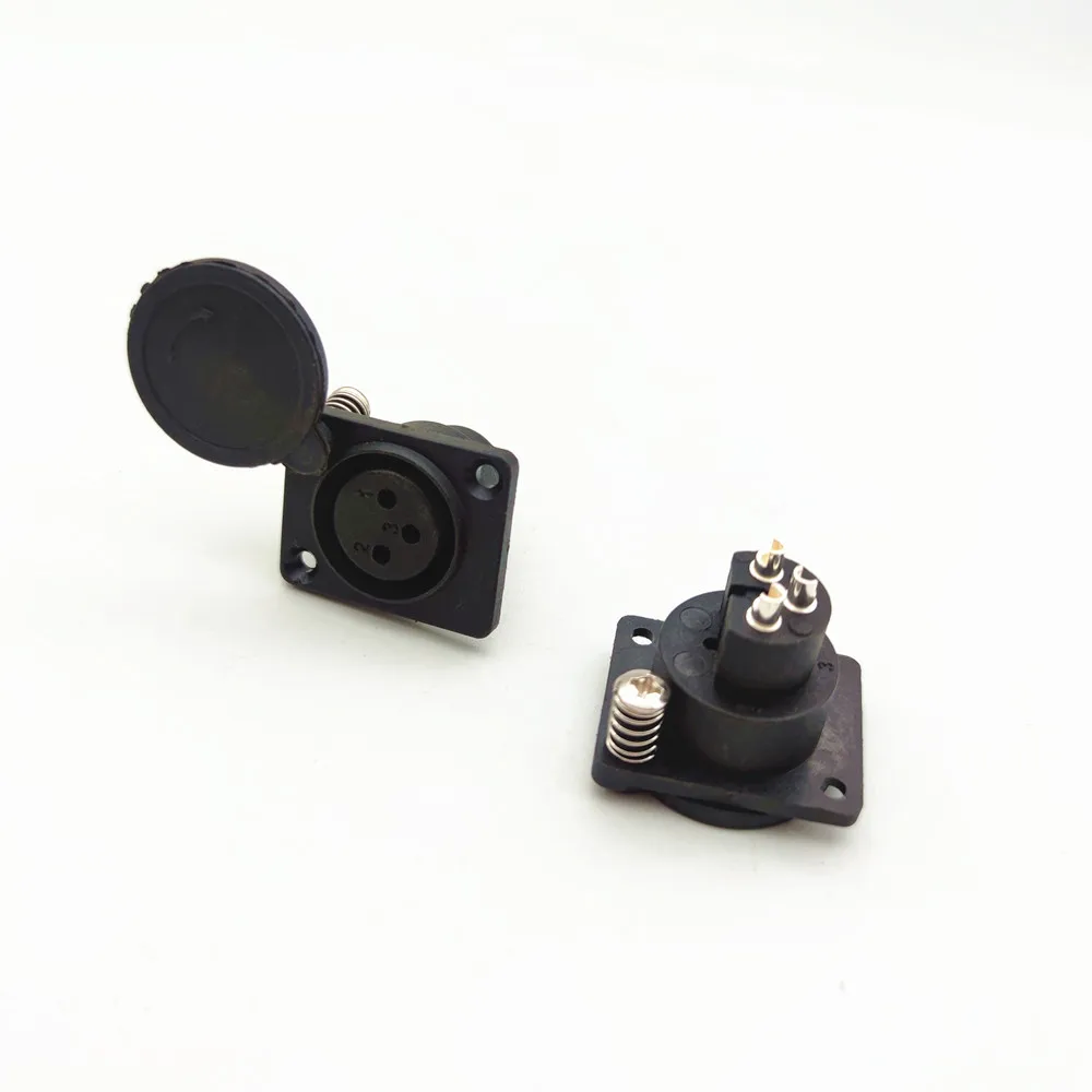 Conector hembra XLR de 3 pines, montaje en Panel, chasis, puerto de carga de batería de bicicleta, accesorios de batería