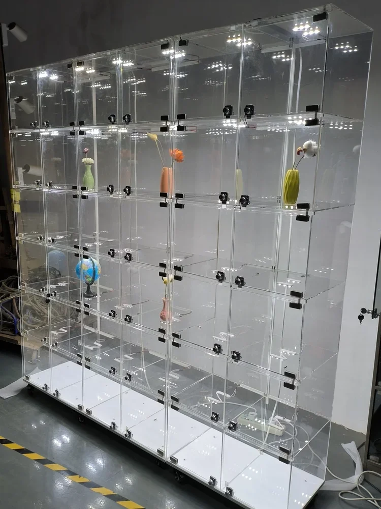 Handmade model, colored transparent acrylic display cabinet, dust-proof belt, door decoration display