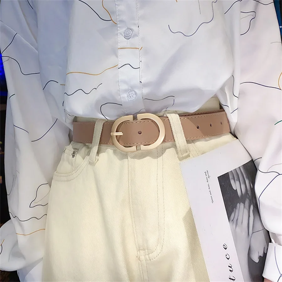 1pc Women\'s belt fashion trend alloy needle buckle shape simple PU leather decorative waistband students daily casual wear