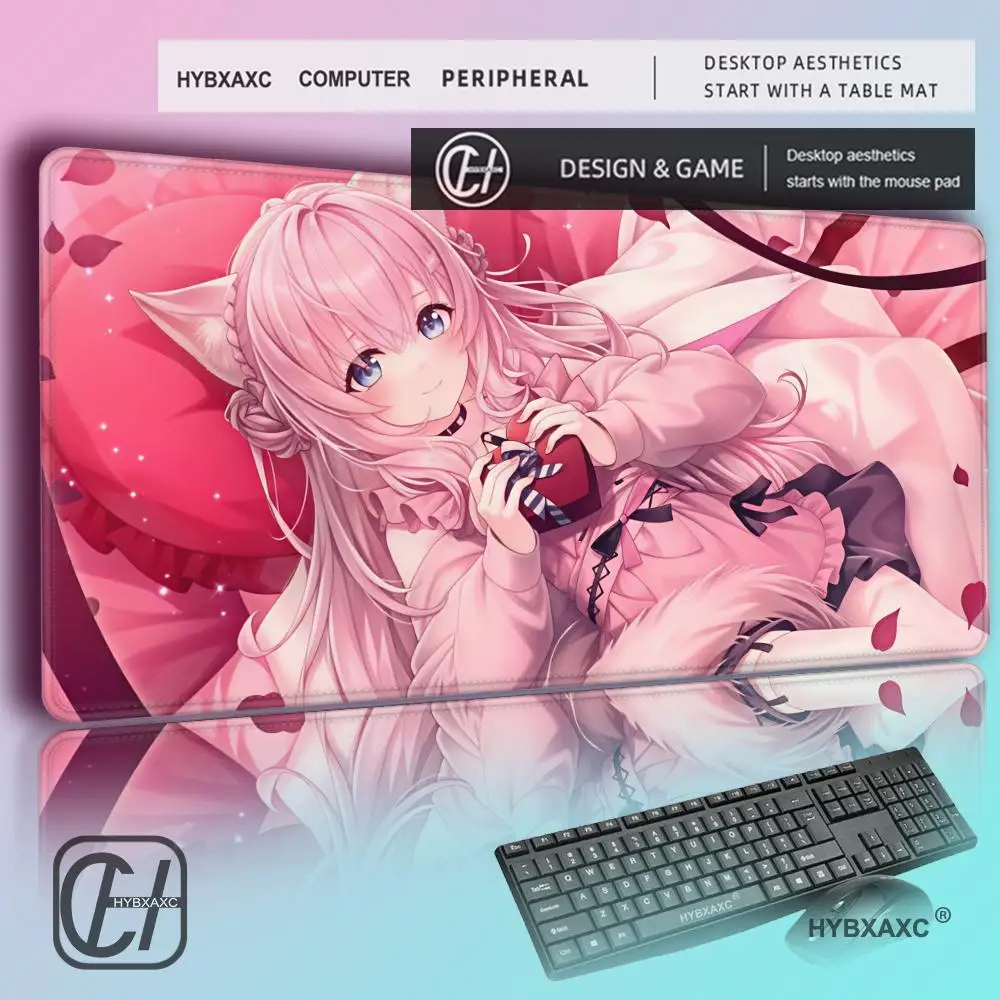 Pink Hololive Idol Mouse Pad Hakui Koyori Anime Cartoon Girl Large Table Mat Laptop Keyboard Pad XXL Mousepad PC Gaming Carpet
