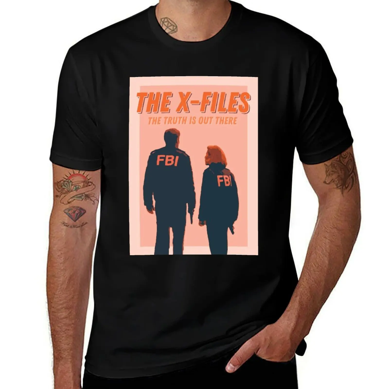 Mulder and Scully X-FILES Vintage Inspired Retro Poster T-Shirt Breathable Basic Cotton T-Shirt