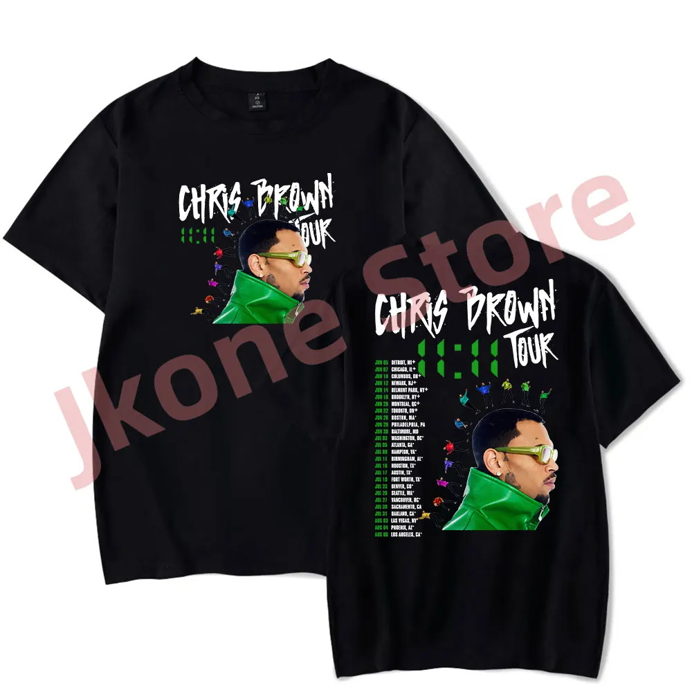 Chris Brown 11:11 Tour T-shirts Rapper New Logo Merch Tee Women Men Fashion Casual HipHop Style Short Sleeve