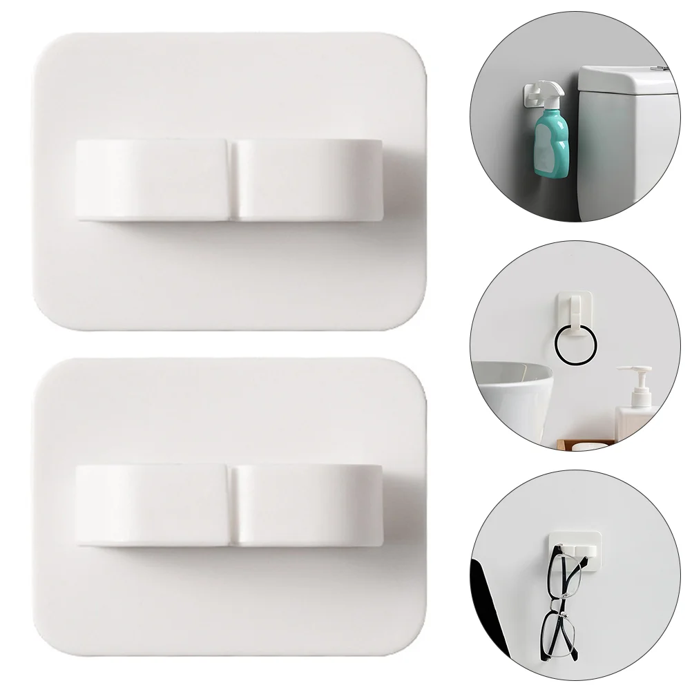 

2 Pcs Hook up Plastic Wall Hooks Hanging Door Bathroom 65X48CM White Towel Adhesive