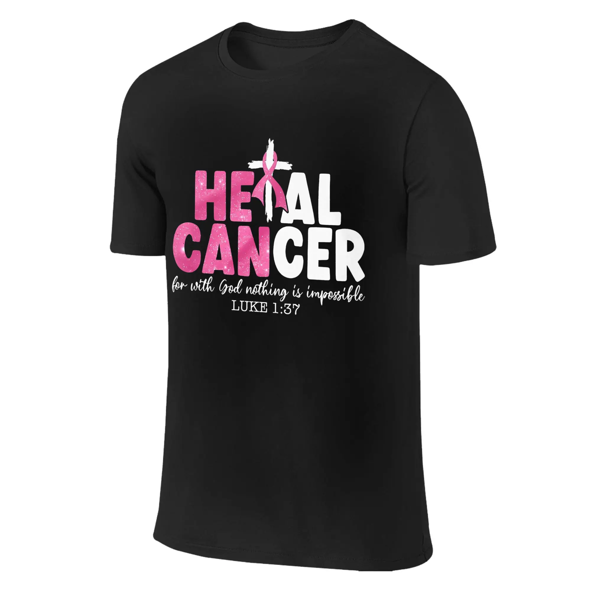 

Funny Breast Cancer Awareness Ribbon T-Shirt for Men Women Crew Neck Cotton T Shirt Short Sleeve Tee Shirt Classic Tops
