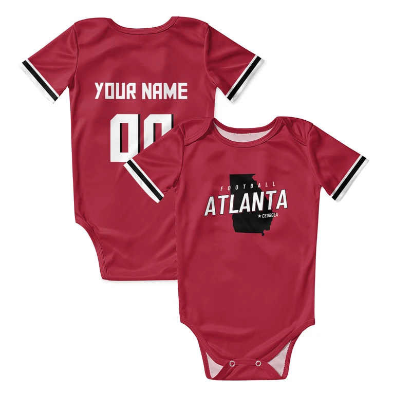 Personalizzato Red Baby pagliaccetto American Football Fans Infant Wear tuta neonato vestiti sublimazione Blanks tuta da Rugby tuta