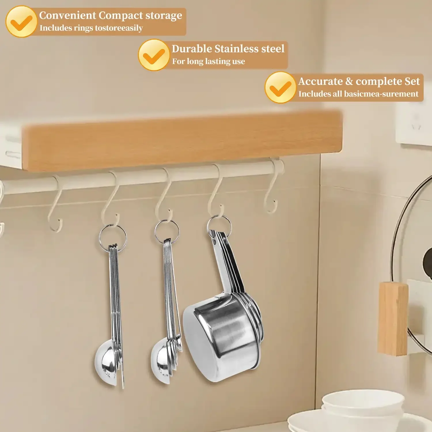 18ピースステンレス製計量カップとスプーンセット