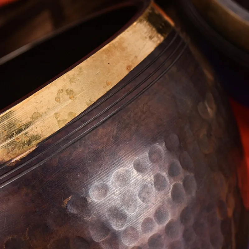 Original Kupfer tibetische Schüssel Nepal handgemachte 15CM Meditation Sound Heilung schwarze Klangschalen Musikinstrumente Percussion