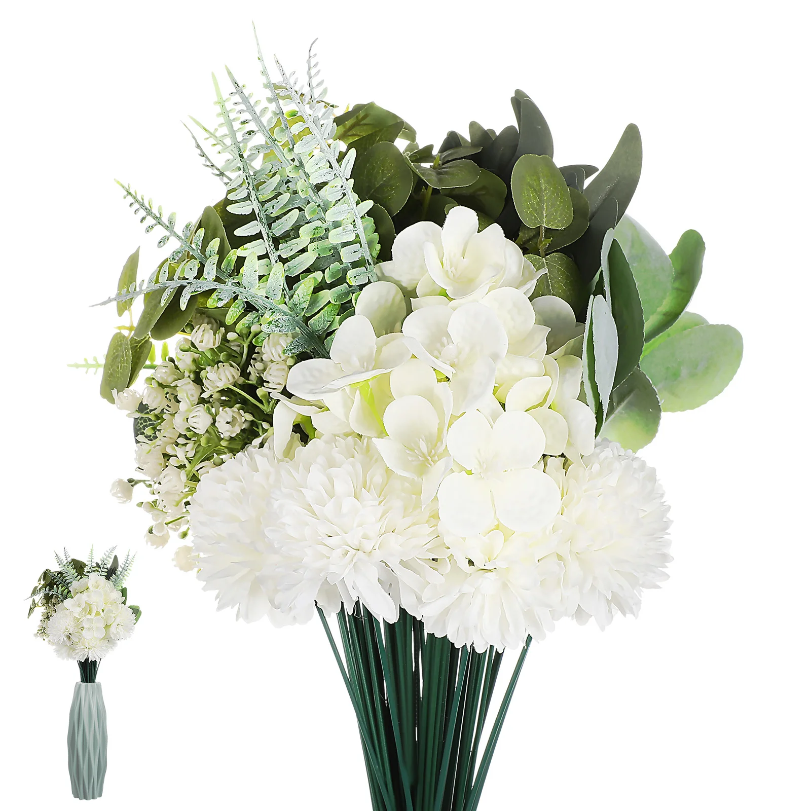 

65 Pcs Simulation Green Plant Set Artificial Flowers with Stems Fake Leaves Greenery for Decoration Plants