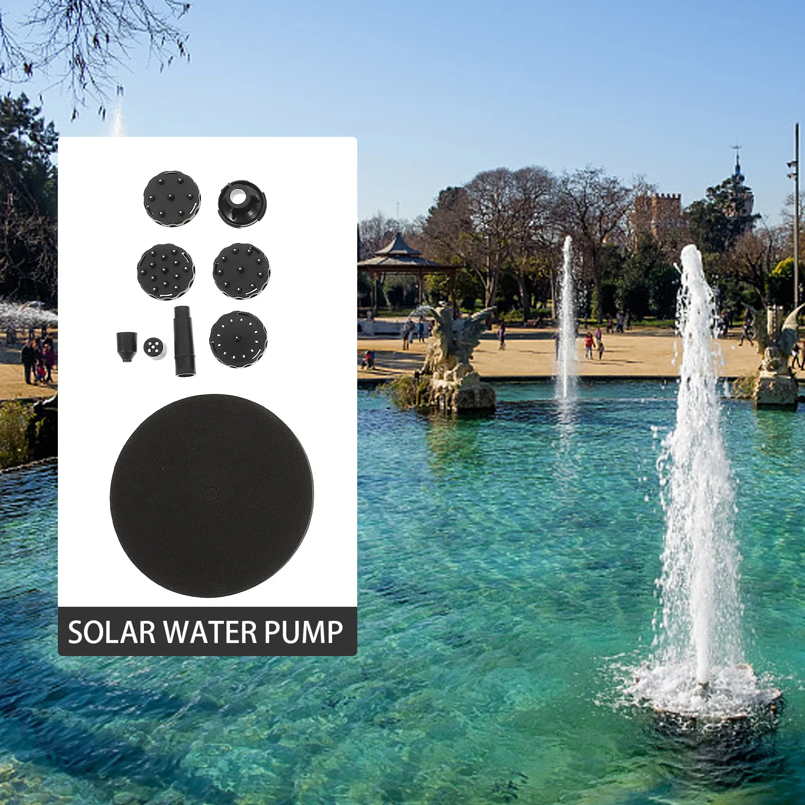 Solar Fountain Pump Set for Garden Pond Durable Plastic Stainless Steel Outdoor Water Feature Decor