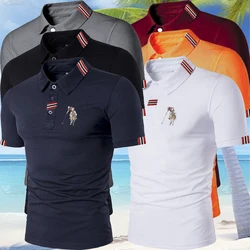 HDDHDHH Brand Print Short sleeved lapel t-shirt, summer loose cool polo shirt, men's top