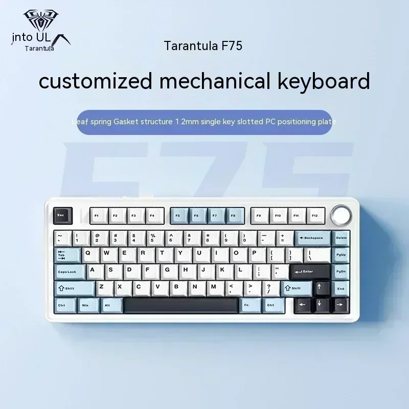 AULA F75 Mechanical Keyboard RGB Three Mode Wireless Gaming Keyboard Multifunctional Knob Hot Swap Custom Pc Gamer Accessories