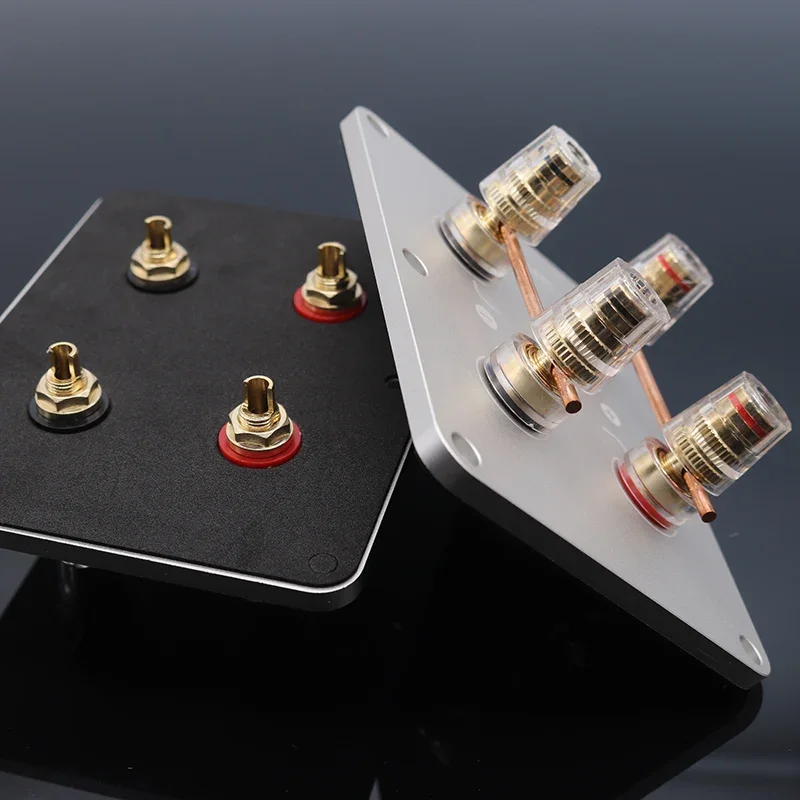 Home Audio 4 Bit Bi Wiring Crystal Terminal Plated Binding Post Speaker Board Sound Plug Connector Aluminum Alloy Box DIY Parts