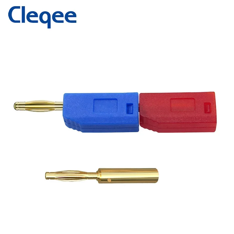 Cleqee P3012 10PCS 2mm Banana Plug Jack Gold Plated Copper Stackable Banana Plug Connector for Binding Post Test Probes 5 Color