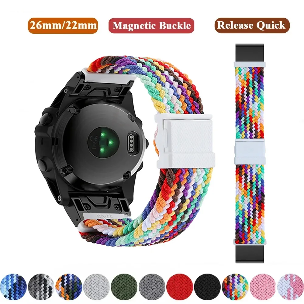 22 26 mm geflochtenes Nylon-Armband für Garmin EPIX/Phoenix 7 7X 6 6X Pro 5 5X Plus Schnellverschluss-Uhrenarmband-Armbandzubehör