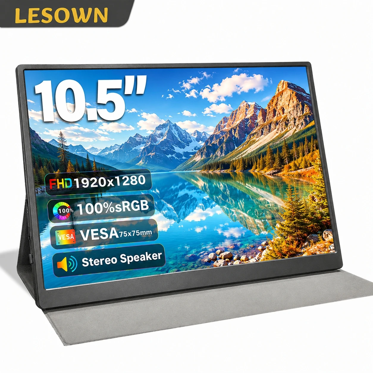 LESOWN 10.5 Inch External Monitor 2K 16:10 Ratio Driver-free Portable Display for Gaming