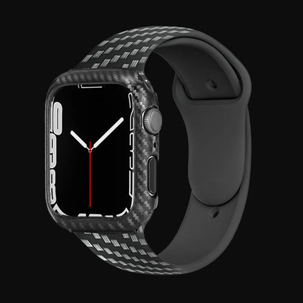 Funda para Apple watch, 45mm, 41mm, 44mm, 40mm, 42mm, 38mm, accesorios, Protector de parachoques de fibra de carbono, iWatch series 8 3 4 5 6 SE 7