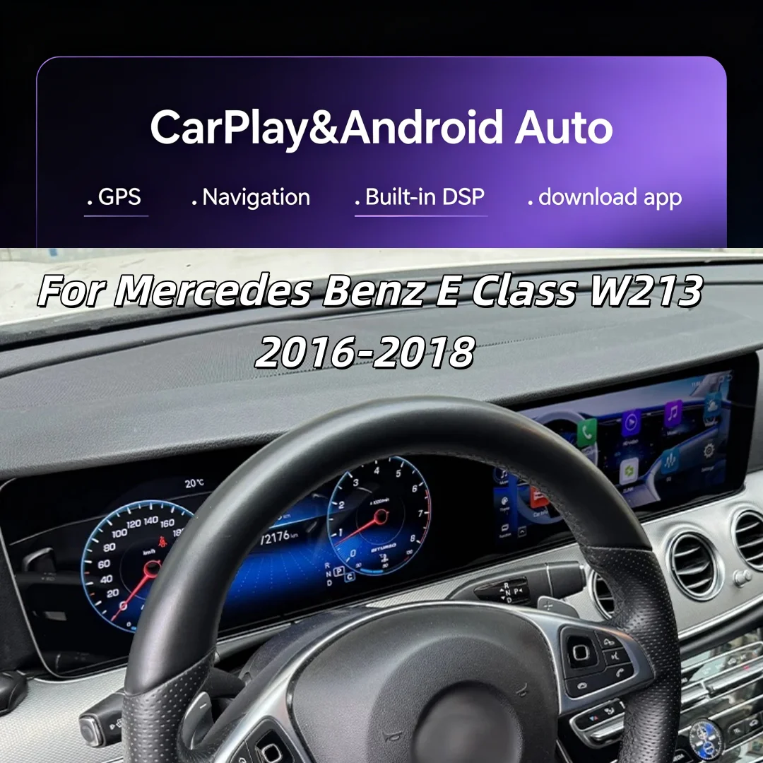 Full LCD Dual Screen Carplay For Mercedes-Benz E Class W213 2016-2018 Car Radio Android GPS Navi Head Unit Multimedia Player DSP