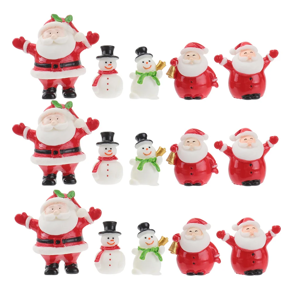 

20Pcs Christmas Resin Santa Ornaments Miniature Decorations for Dollhouse DIY Crafts Desktop Xmas Snowman Statues