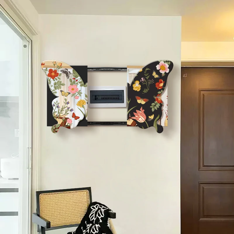 غطاء لوحة كهربائية على شكل فراشة عتيقة - لوحة زخرفية على الطراز العتيق لمرآة منزلقة للوحة المفاتيح وصندوق المرافق #3