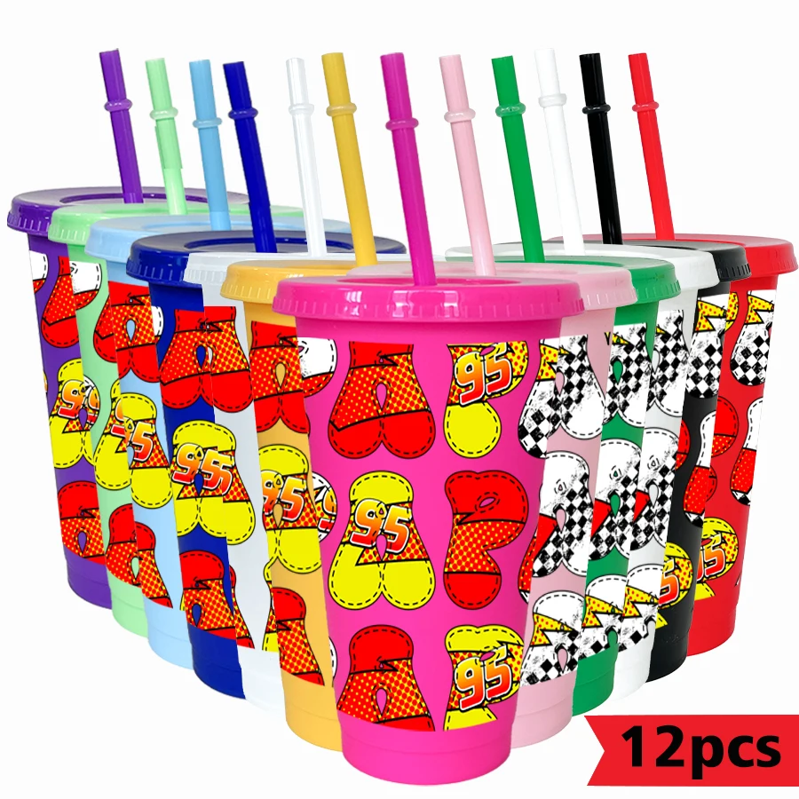 12 قطعة/الحزمة ديزني، لايتنينج ماكوين، سباق 26 أونصة بهلوان بلاستيكي ملون لحفلات أعياد الميلاد، أواني للشرب، كوب قهوة عصير #4