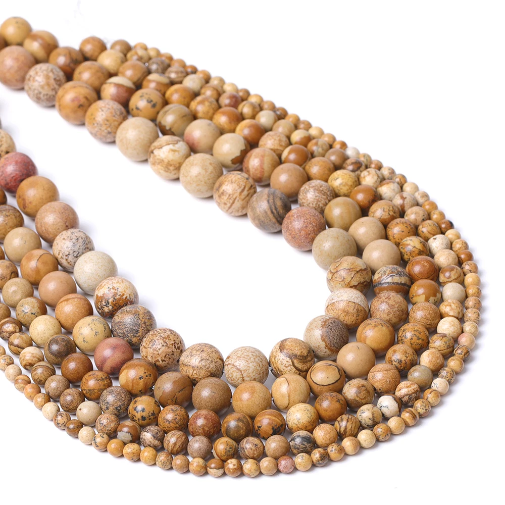 Natural Picture Jasper Round Beads 7.87