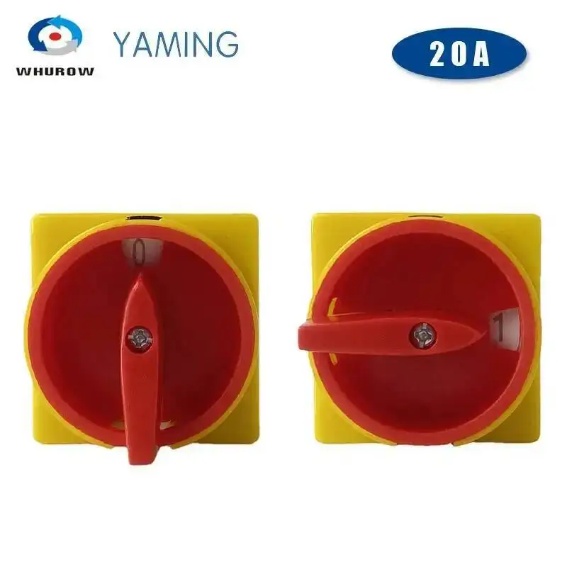 On Off Switch 2 Position Selector Changeover 20A 1 Pole Pad Lock Main Cam Rotary Switches Emergency Stop YMW26-20/1GS