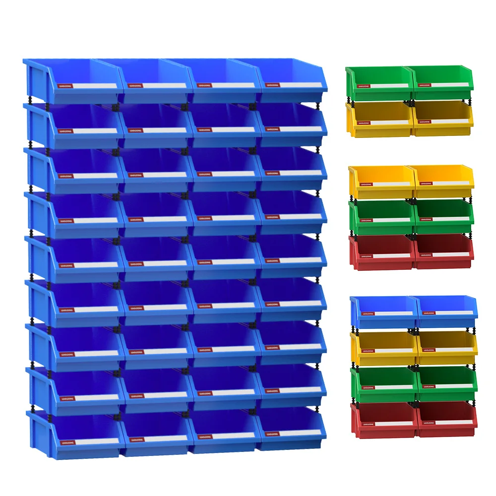 LEADLOONG 8-Pack Stackable Plastic Storage Bins & Organizers Garage Tool Containers for Home Office Workshop 7x4.7x3.1in