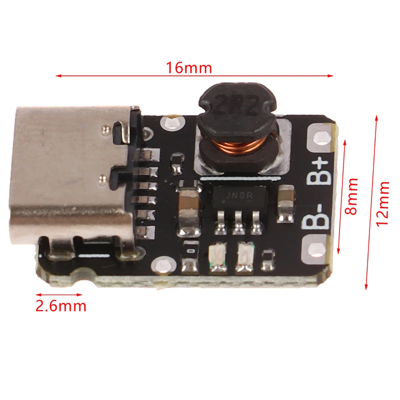 Mini Módulo De Carregamento De Bateria De Lítio, Tipo C com Proteção, 5V Output Boost, 18650