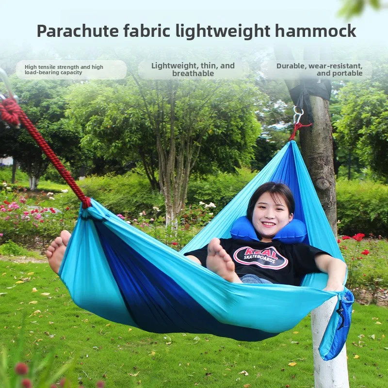 Parachute Fabric Polyamide Single Hammock 230 * 85cm Ultra-light Portable Anti-rollover Load-bearing 500j For Camping