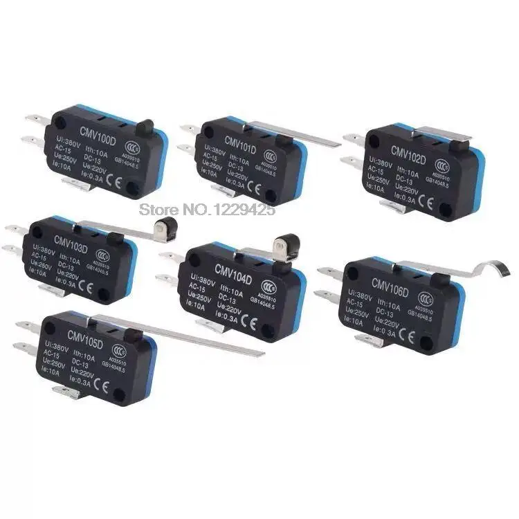 

10PCS CNTD Micro switch CMV100D CMV101D CMV102D CMV103D CMV104D CMV105D CMV106D Small Durable Micro Limit Switch 10A 250V 380V