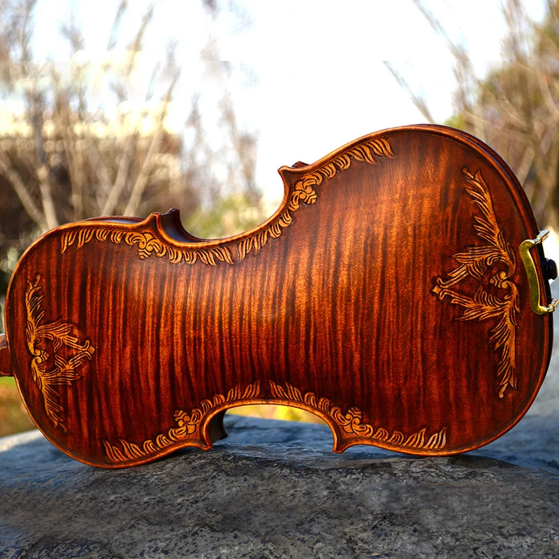 

Carved Design Violin CHRISTINA V07C1 Handmade Spruce One-piece Flame Maple Back Ebony Fittings with Case Bow for Collection