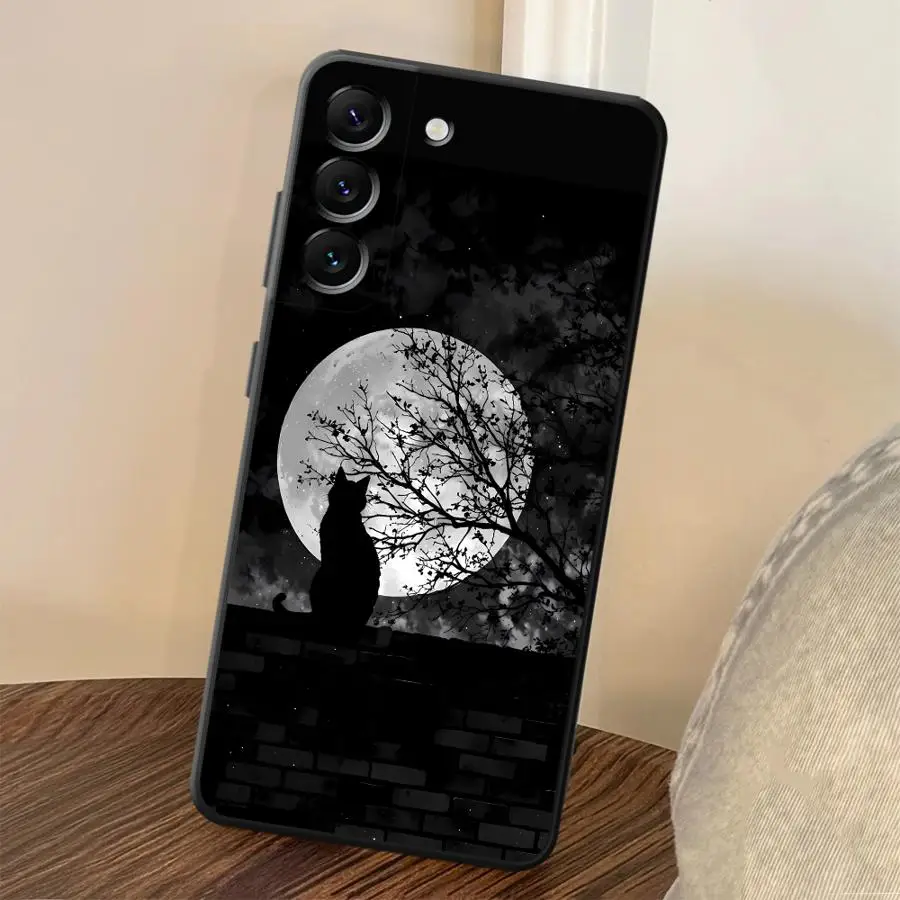 Moon Cat Case for Samsung Galaxy A25 A16 A37 A73 A57 A15 A51 A06 A23 A05 Phone Cover A50 A41 A17 A12 A13 A70 A53 A52 A36
