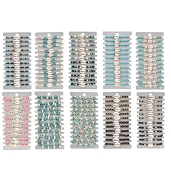 12 Pcs/Lot Natural Stone Shell ＆ Star Charm Wooden Beads Bracelets For Women Adjustable Braided Rope Wristband Boho Jewelry Gift