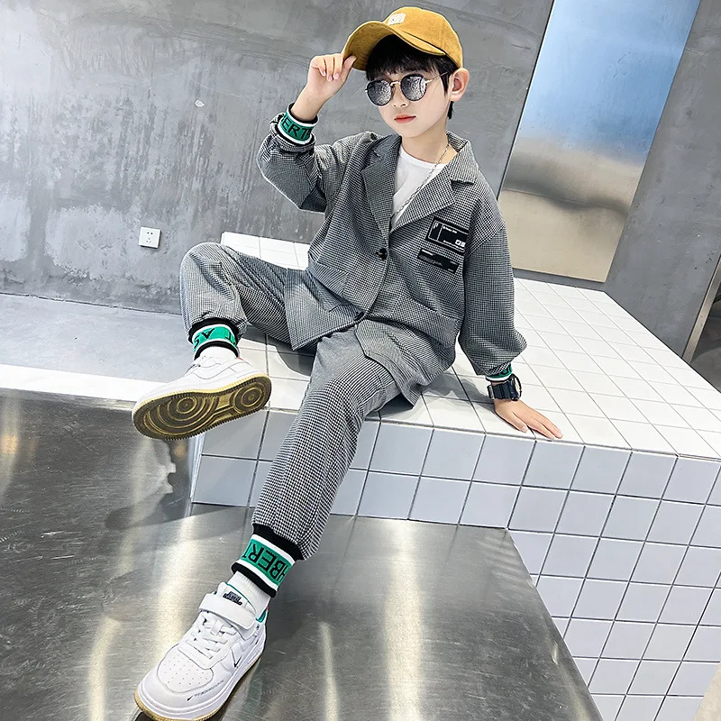 Boys Coat +Pants 2PCS/Set 2023 Vintage Warm Thicken Winter Autumn Suits Sports Outfits Plus Size Children Clothing