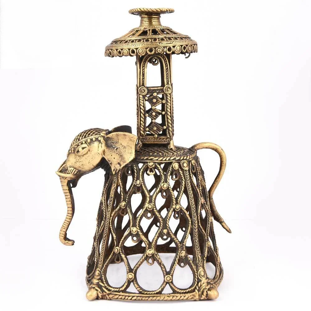 Handmade Golden Brass  Elephant Stand Sculptures Figurine Statue Statement Pieces Decor Gift Items