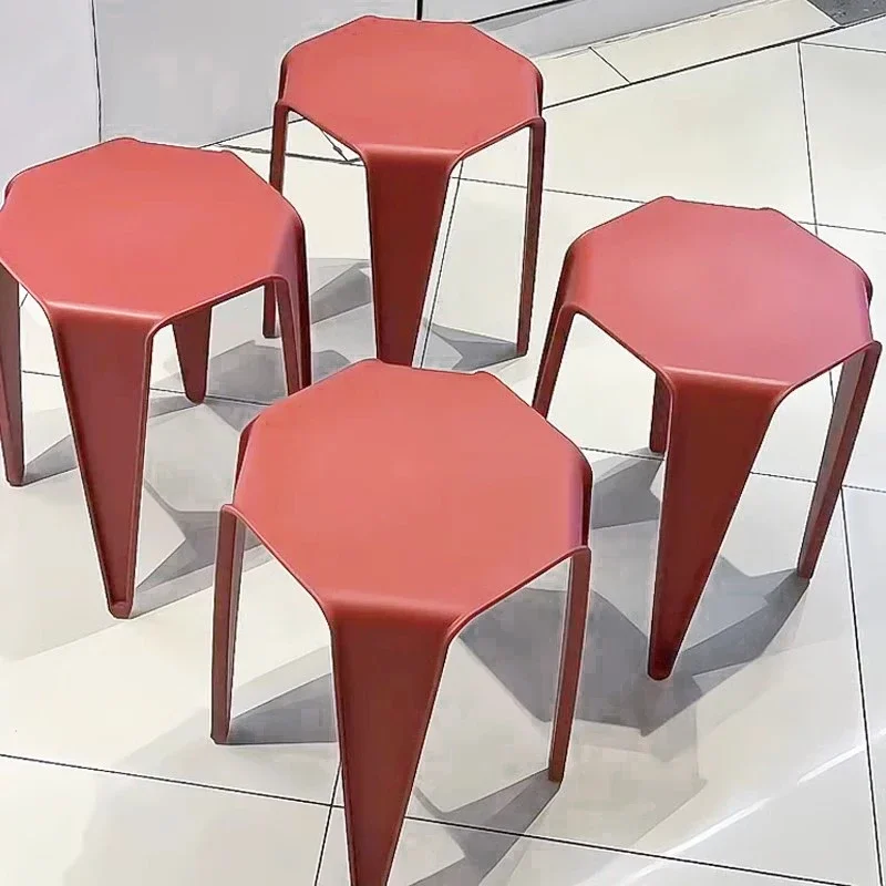 4 Pcs Plastic High Stools Can Be Stack Portable Chair Living Room Chairs Fabric Stool Storage Floor Industrial Silla Low Foot