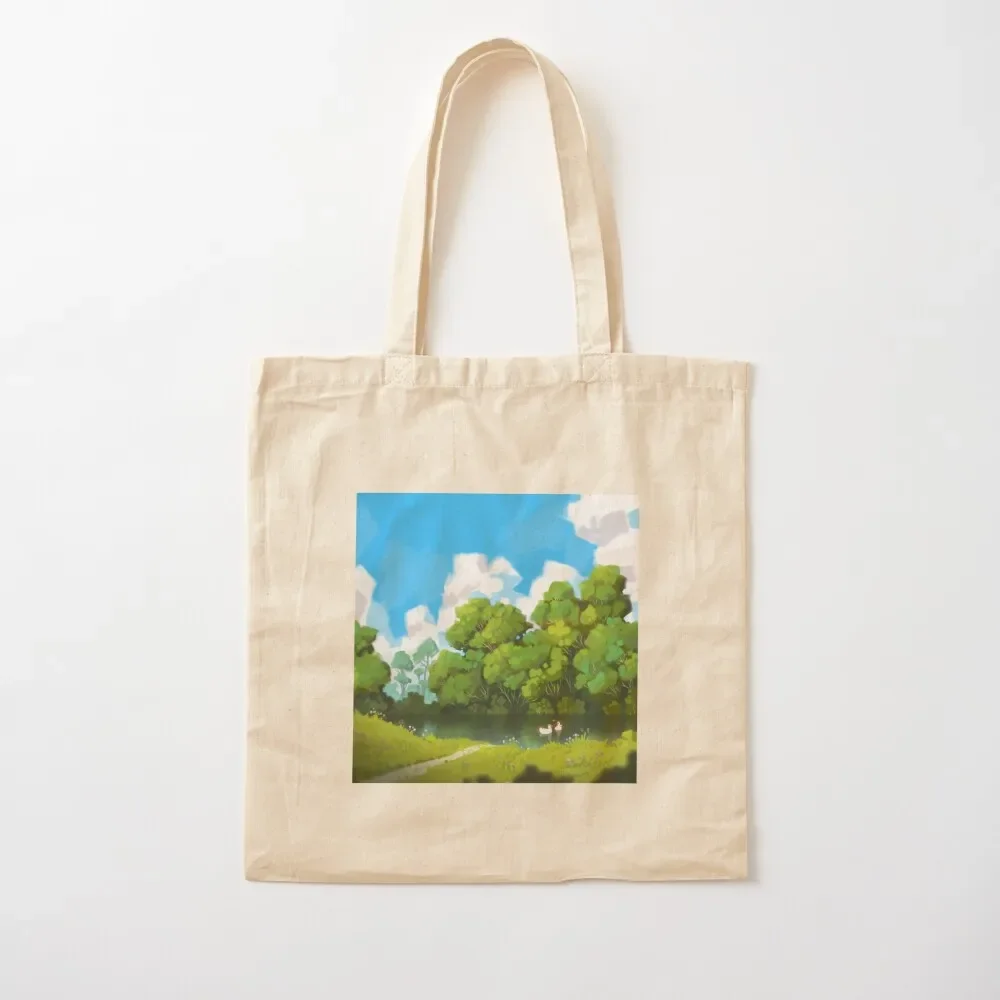 

Two geese floating about in the sun Tote Bag Beach bag Canvas shoulder bag