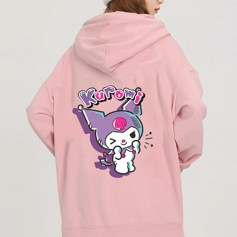 

Kawaii Kuromi casual cute print unisex hoodie spring and autumn Sanrio cartoon casual sports street print hoodie