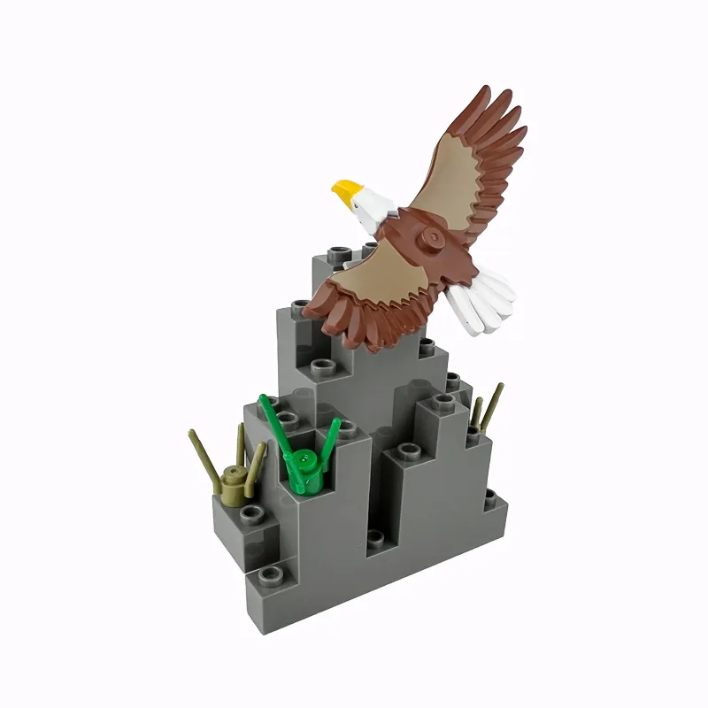 MOC-décennie s de construction d'animaux de la ville pour enfants, chèvre, tigre, léopard, aigle, théâtre, zoo, ferme, figurines, accessoires, briques de bricolage, jouets pour enfants, cadeau