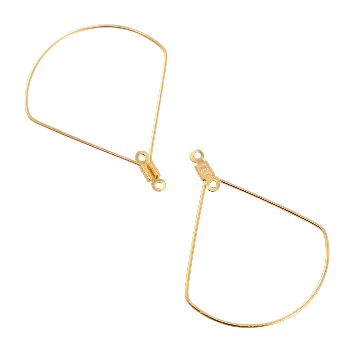 

50Pcs Earrings Hoop Rings Fan Shape Golden Double Holes Pendants for Jewelry Making Kits DIY Necklace Bracelet Charms