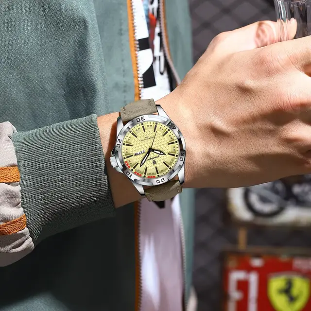 POEDAGAR Original Business Man Wristwatch Waterproof Luminous Date Week Casual Watch For Men Quartz Leather Luxury Fashion Men's Watches Reloj 7
