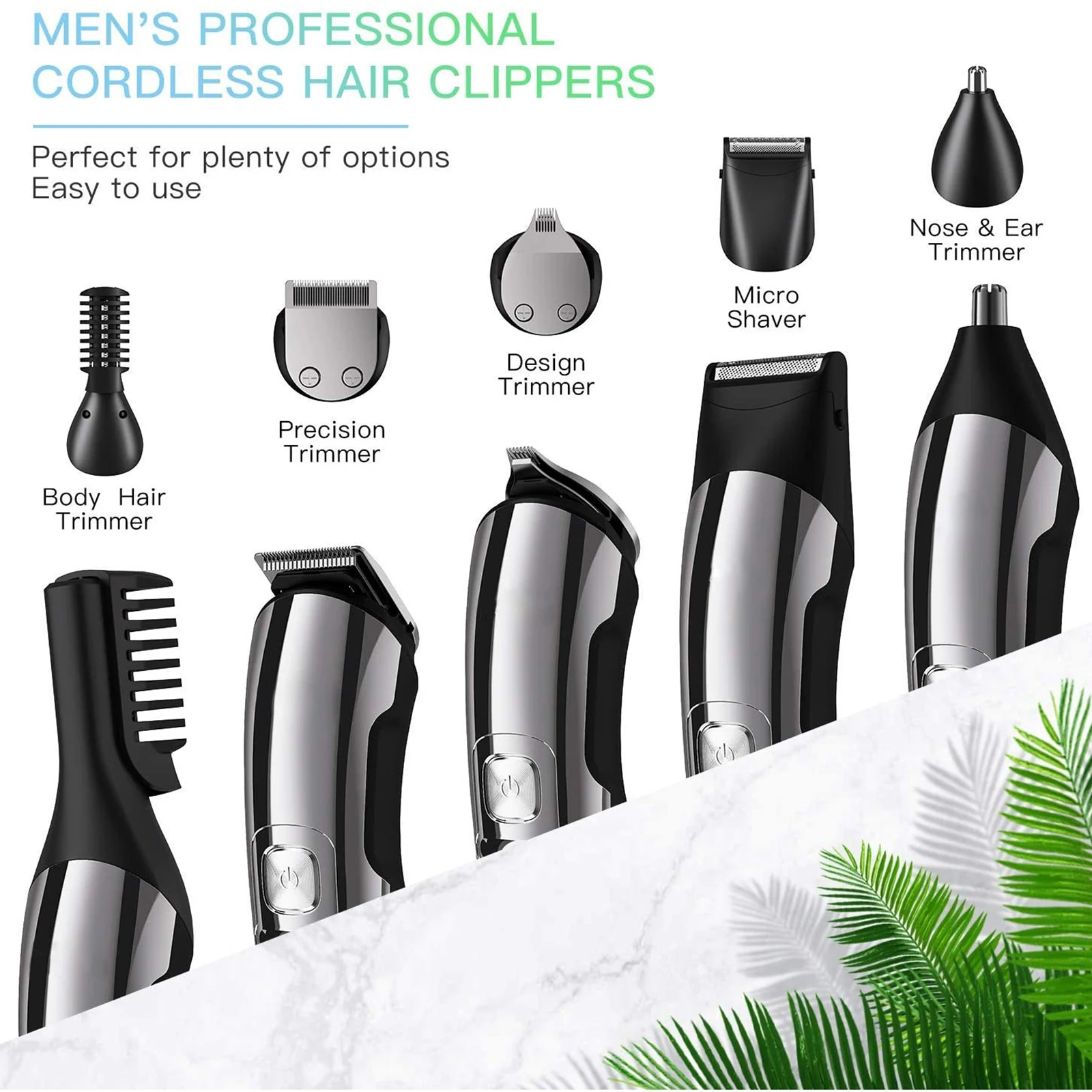 6 in 1 Men's Professional Hair Cutting Set Electric Hair Remover Beard Trimmer Ear & Nose Hair Removal Machine Grooming Set