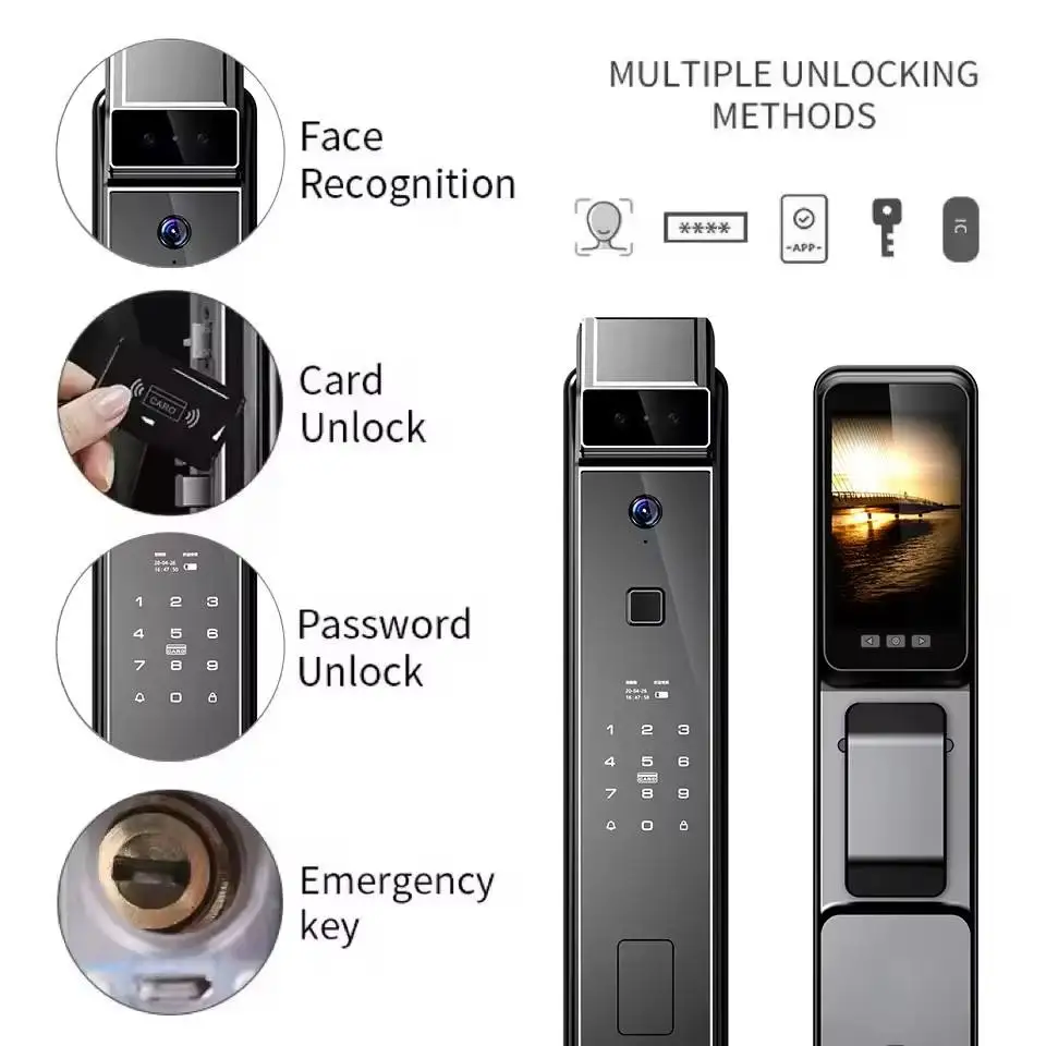 Automatic Fingerprint Smart Door Lock Cerradura Inteligente Wifi 3D Face Recognition Digital Lock Video Talking Lock For Home