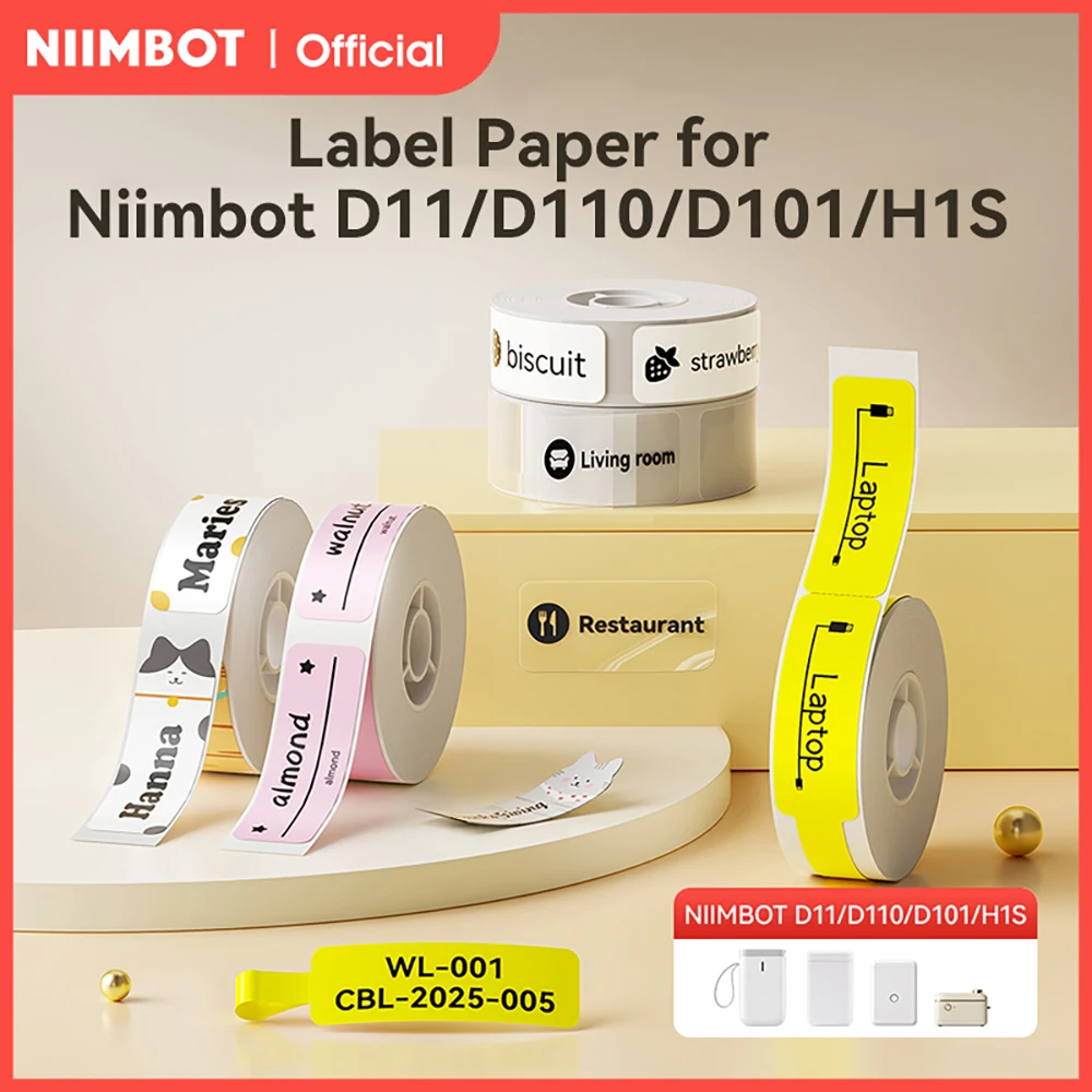 Niimbot wodoodporny papier do drukowania etykiet z powłoką olejową odporna na zarysowania taśma samoprzylepna do D11 D110 D101 H1S Mini termiczna drukarka etykiet
