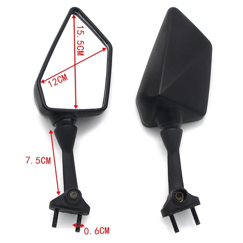 1pair Black Aluminum Motorcycle Rear View Mirrors Side Mirrors for Kawasaki Ninja 250 250R EX250 K8F 2008 2009 2010 2011 2012