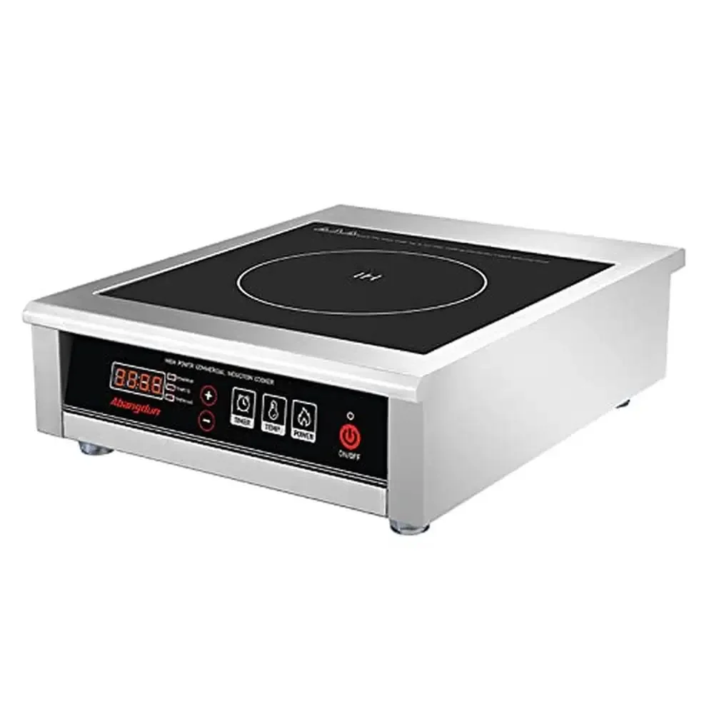 3500W Commercial Induction Cooktop Hot Plate Kitchen Restaurants Single Burner Even Heating 17 Power Settings Fast