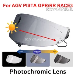 Lentes de visera de escudo fotocromático para AGV Pista GPR GPRR RACE 2 RACE 3 piezas de casco de carreras de cara completa Viseira Capacete