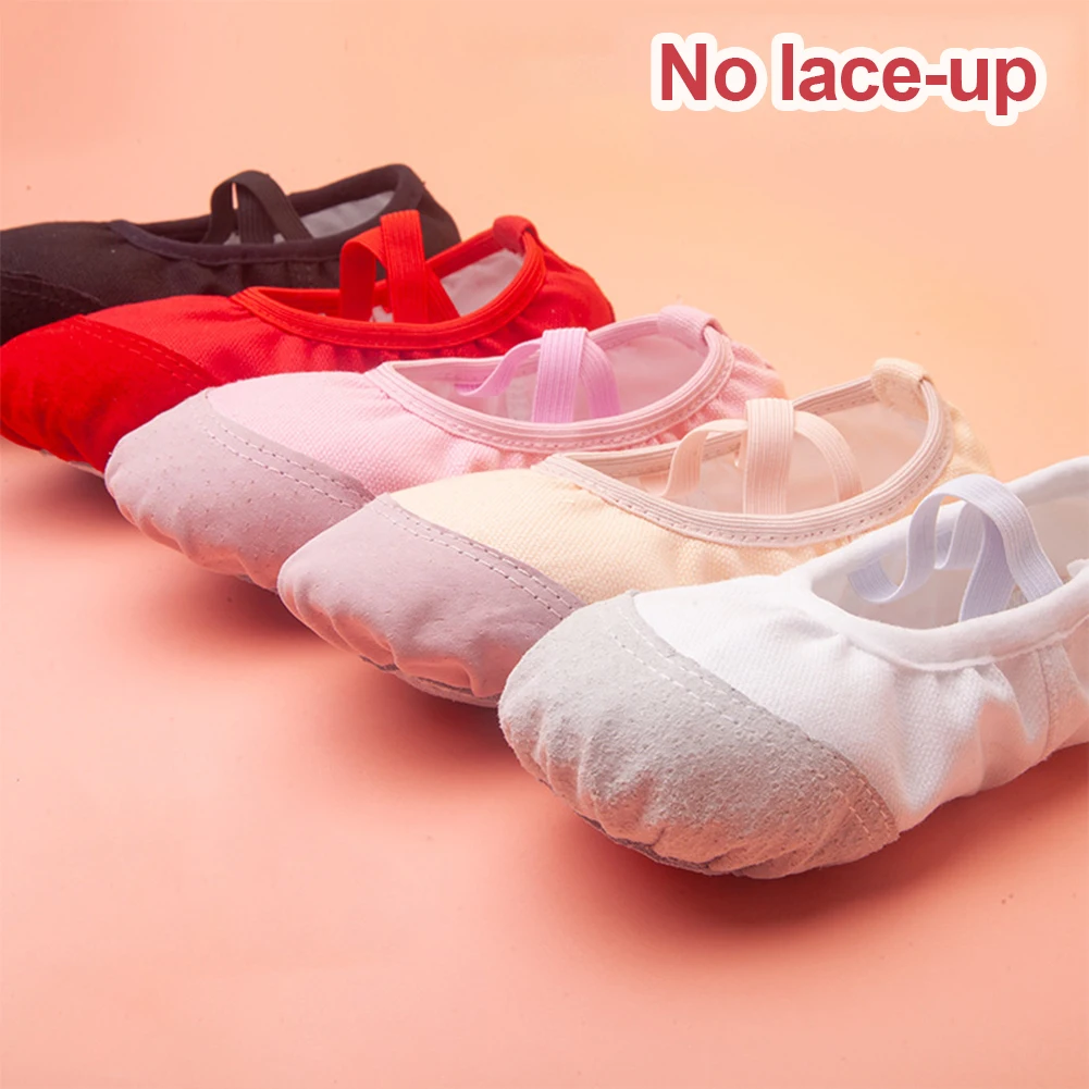 Zapatos de entrenamiento corporal de suela suave para niñas y mujeres, zapatillas de Ballet con cabeza de cuero, zapatos de baile sin cordones, suministros de Ballet para niños